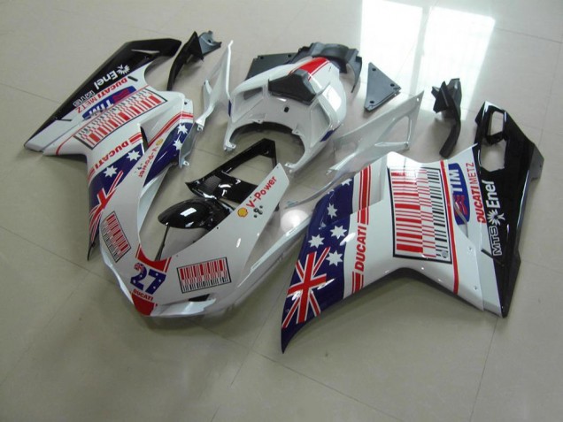 Ducati 848 1098 1198 2007-2014 - Branco Azul Vermelho