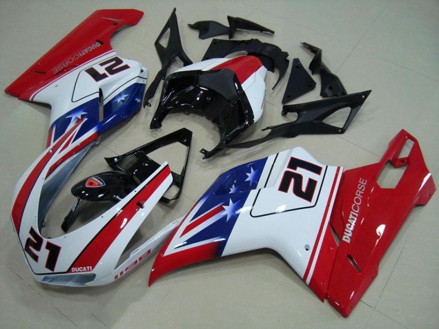 Ducati 848 1098 1198 2007-2014 - Preto Branco Vermelho 21
