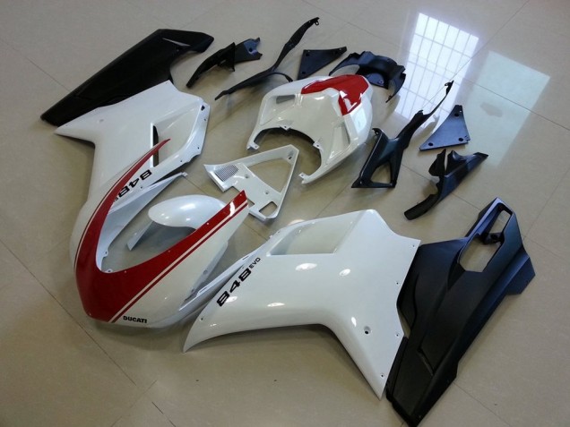 Ducati 848 1098 1198 2007-2014 - Preto Fosco Branco & Vermelho Listra