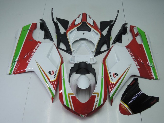 Ducati 848 1098 1198 2007-2014 - Vermelho Branco & Verde Ducati 848 1098 1198 2007-2014 - Vermelho Branco & Verde