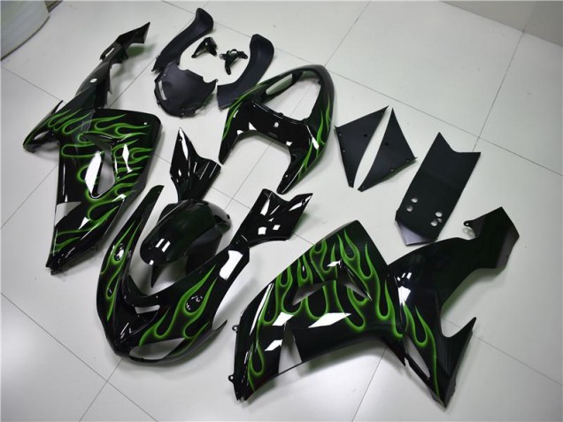 Kawasaki ZX10R 2006-2007 - Preto Verde Chama Kawasaki ZX10R 2006-2007 - Preto Verde Chama