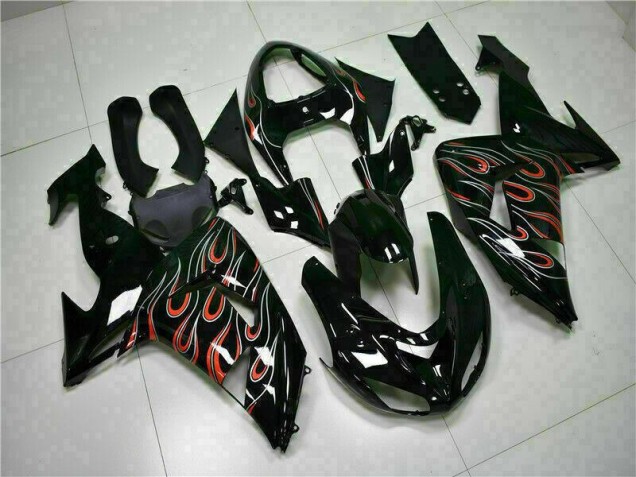 Kawasaki ZX10R 2006-2007 - Preto Vermelho Chama Kawasaki ZX10R 2006-2007 - Preto Vermelho Chama