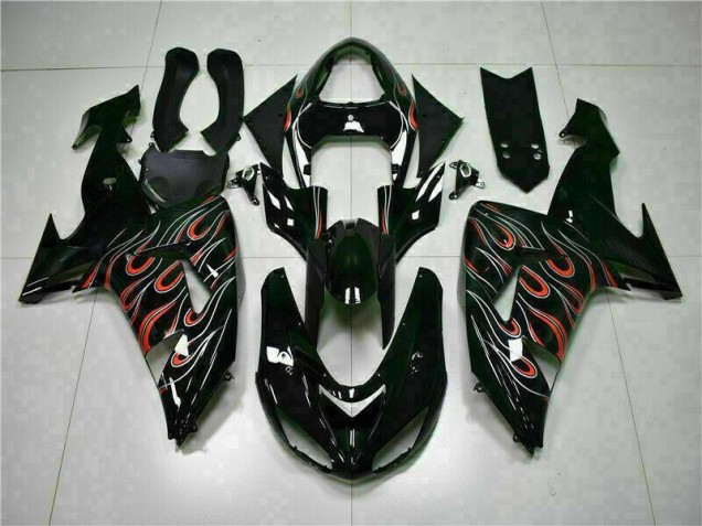 Kawasaki ZX10R 2006-2007 - Preto Vermelho Chama Kawasaki ZX10R 2006-2007 - Preto Vermelho Chama