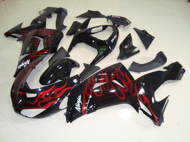 Kawasaki ZX10R 2006-2007 - Preto Vermelho Chama Kawasaki ZX10R 2006-2007 - Preto Vermelho Chama
