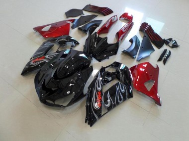 Kawasaki ZX14R ZZR 1400 2006-2011 - Preto Nd Vermelho Prata Chama