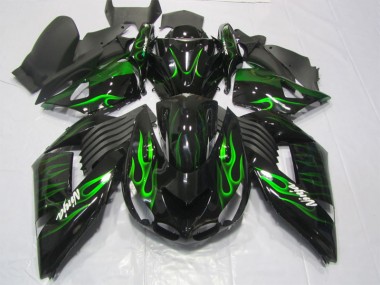 Kawasaki ZX14R ZZR 1400 2006-2011 - Preto Verde Chama Ninja