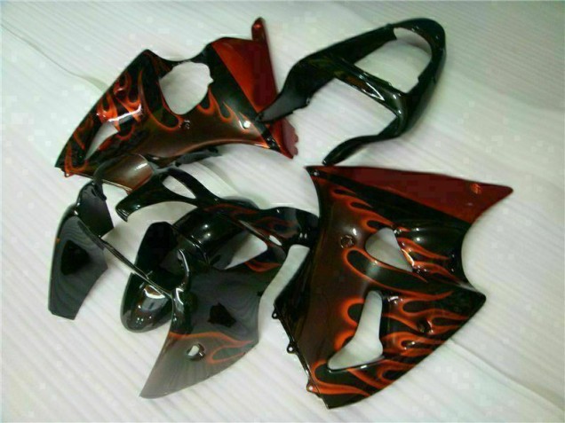Kawasaki ZX6R 2000-2002 - Preto Vermelho Chama