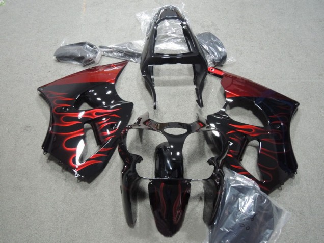Kawasaki ZX6R 2000-2002 - Preto Vermelho Chama
