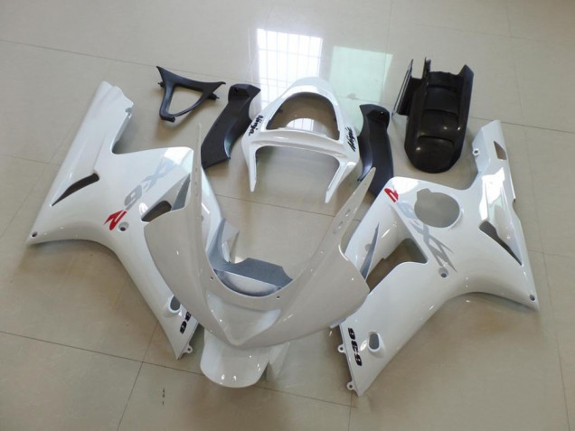 Kawasaki ZX6R 2003-2004 - Branco & Prata Decalques