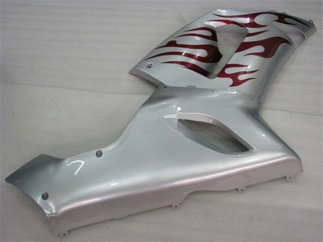 Kawasaki ZX6R 2005-2006 - Prata Vermelho Chamas Kawasaki ZX6R 2005-2006 - Prata Vermelho Chamas