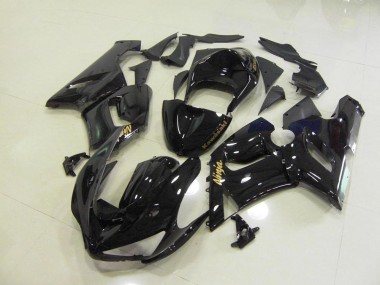 Kawasaki ZX6R 2005-2006 - Preto Brilhante Ouro Decalques