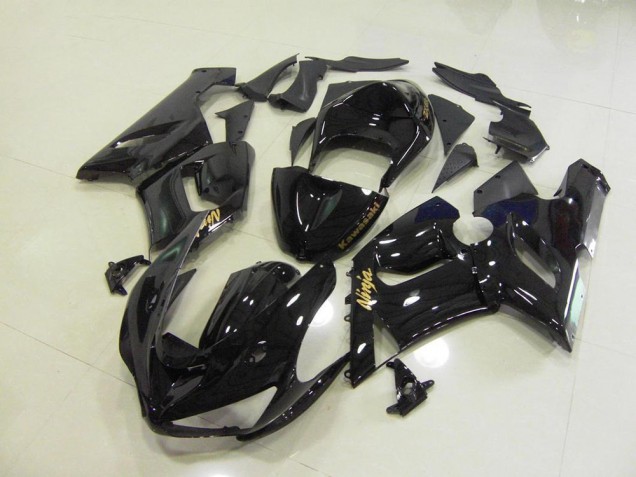 Kawasaki ZX6R 2005-2006 - Preto Brilhante Ouro Decalques Kawasaki ZX6R 2005-2006 - Preto Brilhante Ouro Decalques
