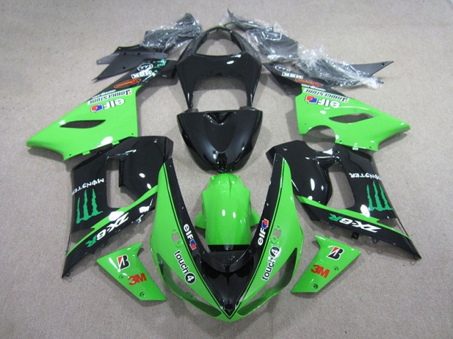 Kawasaki ZX6R 2005-2006 - Preto Verde 3M Touch4 Monster Kawasaki ZX6R 2005-2006 - Preto Verde 3M Touch4 Monster