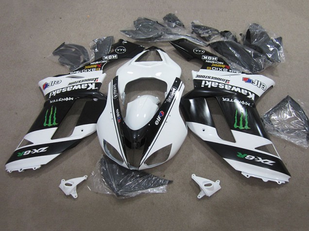 Kawasaki ZX6R 2007-2008 - Preto Branco Monster Kawasaki ZX6R 2007-2008 - Preto Branco Monster