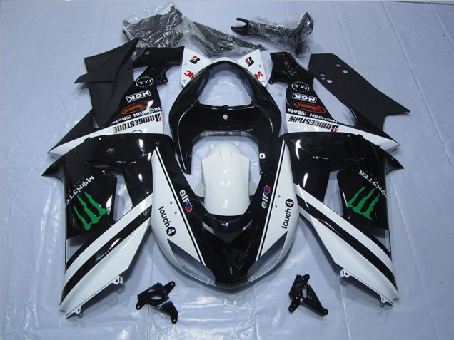 Kawasaki ZX6R 2007-2008 - Preto Branco Monster Touch4 Kawasaki ZX6R 2007-2008 - Preto Branco Monster Touch4