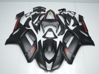 Kawasaki ZX6R 2007-2008 - Preto Fosco & Vermelho Adesivo