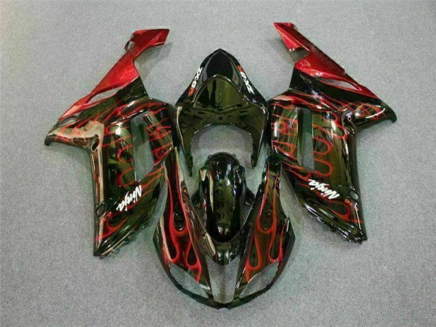 Kawasaki ZX6R 2007-2008 - Preto Vermelho Chama