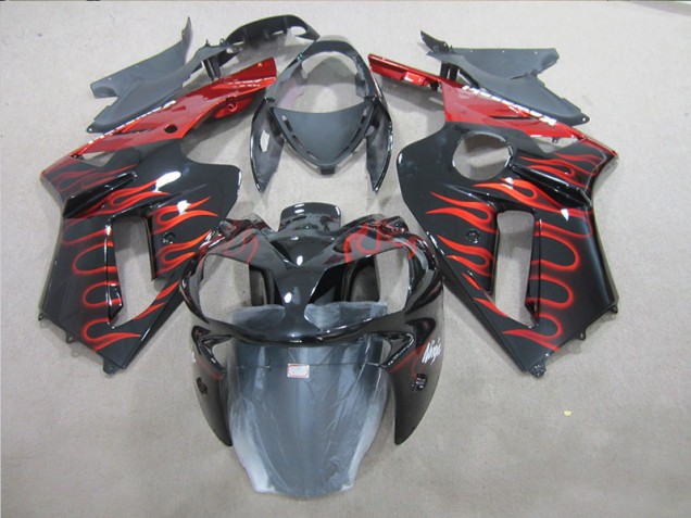 Kawasaki ZX6R 2007-2008 - Preto Vermelho Chama
