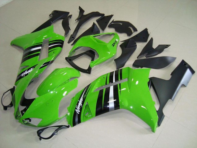Kawasaki ZX6R 2007-2008 - Verde & Prata Listra