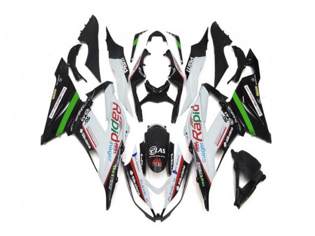 Kawasaki ZX6R 2013-2018 - Branco Preto Kawasaki ZX6R 2013-2018 - Branco Preto