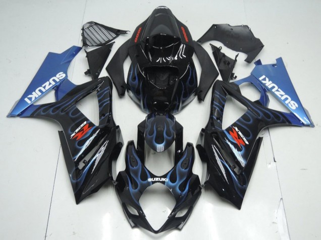 Suzuki GSXR 1000 K7 2007-2008 - Preto Azul Chama Suzuki GSXR 1000 K7 2007-2008 - Preto Azul Chama