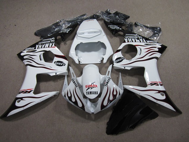 Yamaha R6 2003-2005 - Branco Preto Chama Tubarão Yamaha R6 2003-2005 - Branco Preto Chama Tubarão