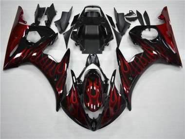 Yamaha R6 2003-2005 - Preto Vermelho Chama