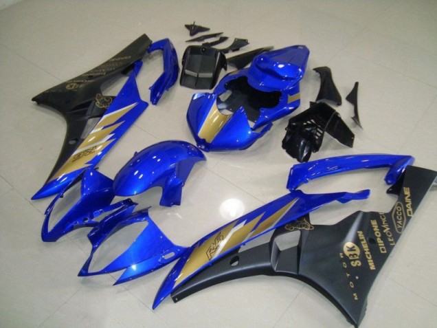 Yamaha R6 2006-2007 - Preto Azul & Ouro Adesivo