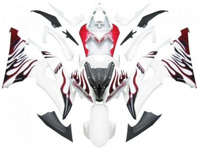 Yamaha R6 2008-2016 - Branco Vermelho Chama R6